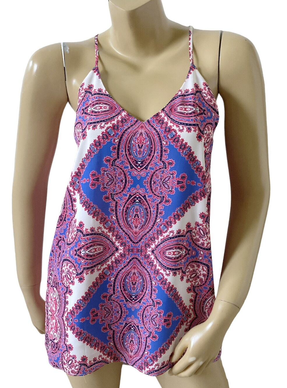 Daniel Cremieux Cami Womens XS Paisley Medallion Boho Spaghetti Strap Tank Top